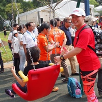 SMRT volunteer, Cindy Chua, at the  official opening of the Bishan-Ang Mo Kio inclusive playground